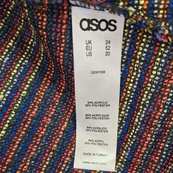 Asos Curve Multicolor Stripe Tweed Look Lightweight Topper Jacket Boho - Picture 8 of 9